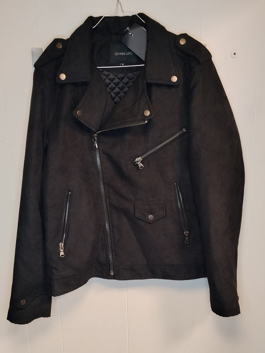 Giacca biker uomo Gianni Lupo nera taglia M effetto pelle zip