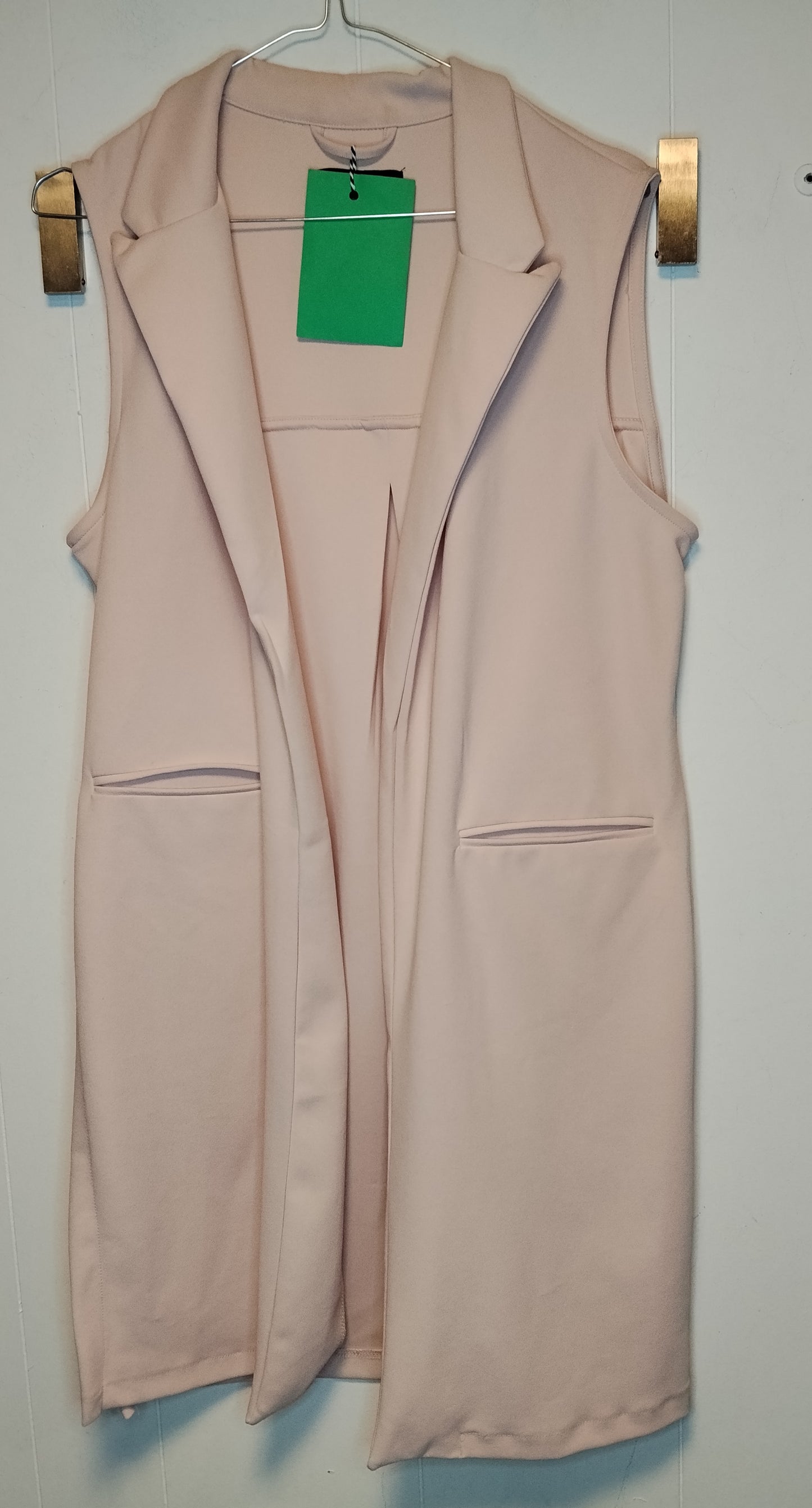 Gilet lungo donna Terranova rosa cipria taglia L blazer smanicato elegante