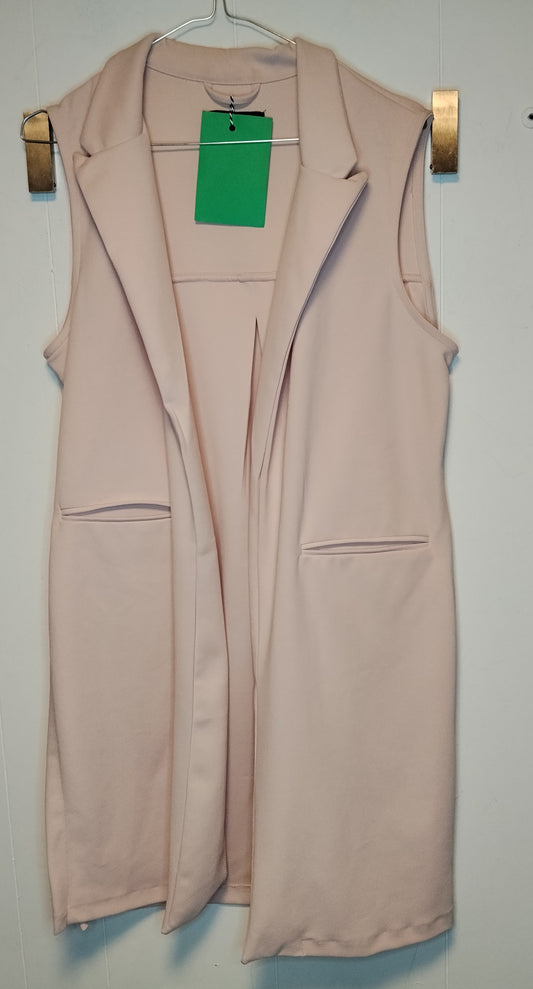 Gilet lungo donna Terranova rosa cipria taglia L blazer smanicato elegante