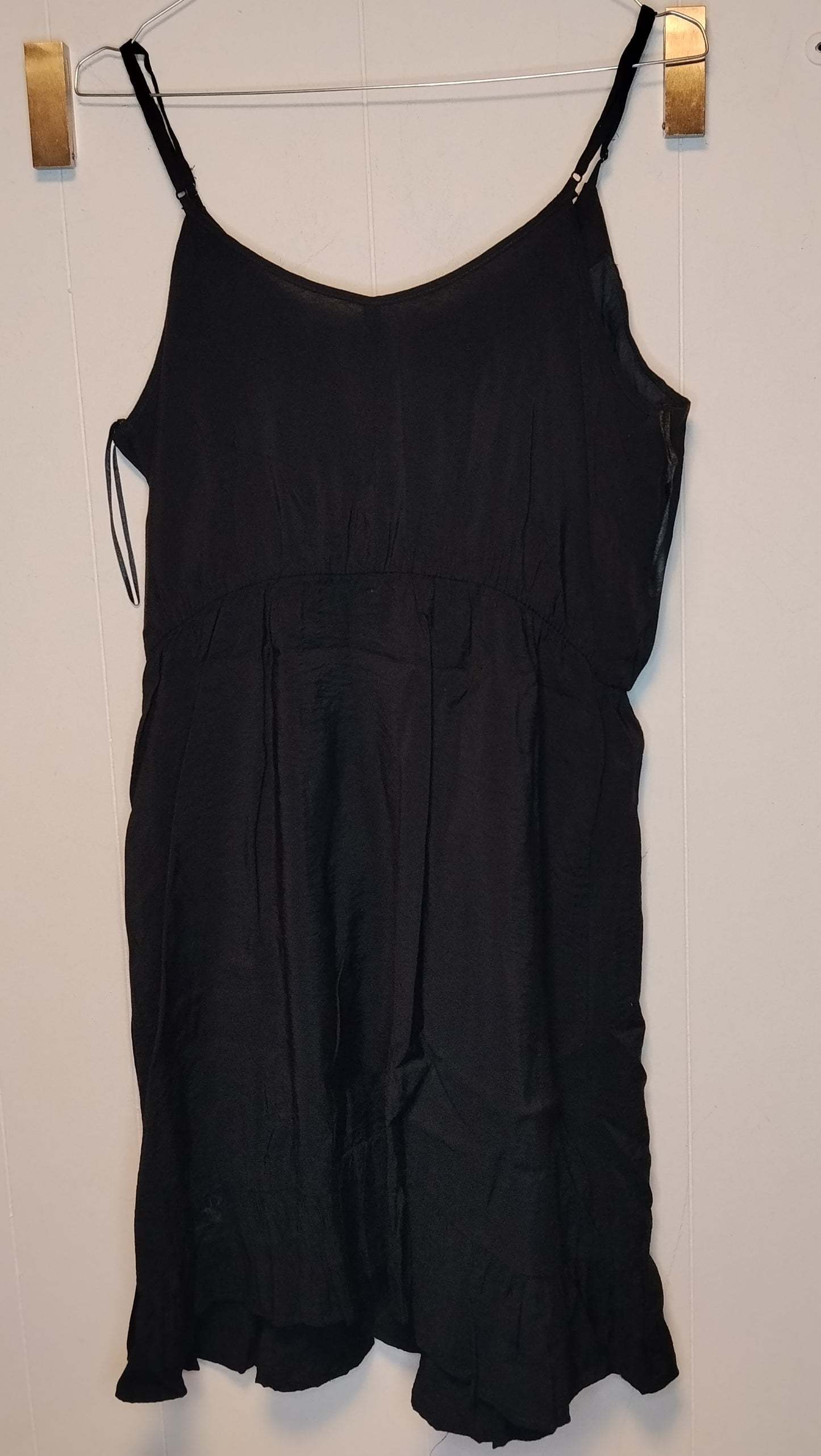 Vestito donna Calliope nero taglia XL abito estivo spalline con volant