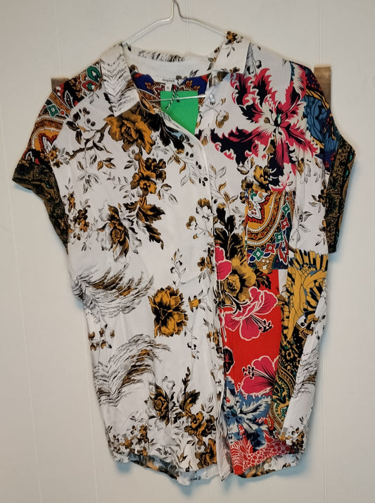 Camicia Desigual donna fantasia multicolor taglia XL camicia estiva floreale