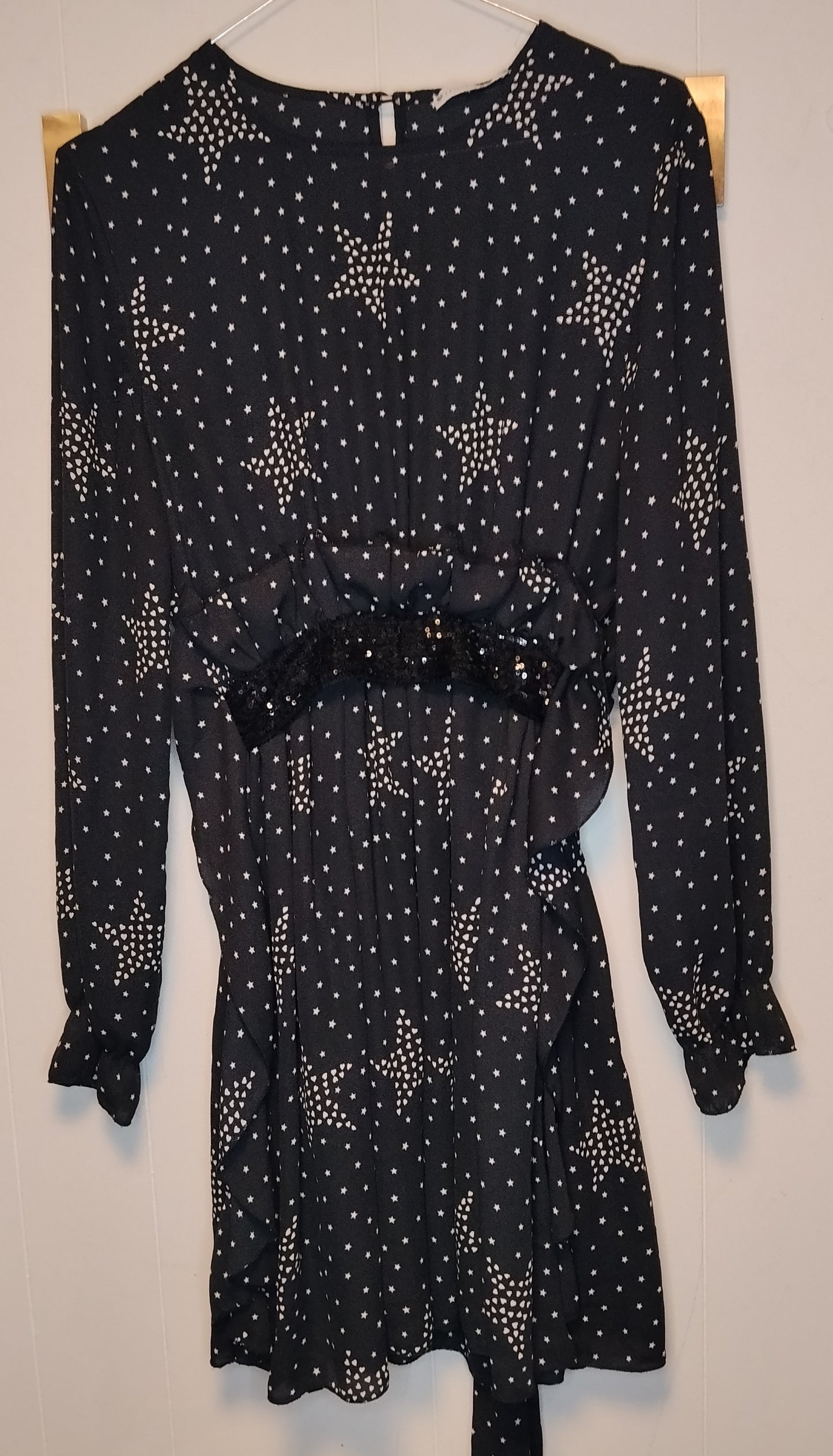 Vestito Motivi donna nero stelle taglia S abito elegante con paillettes