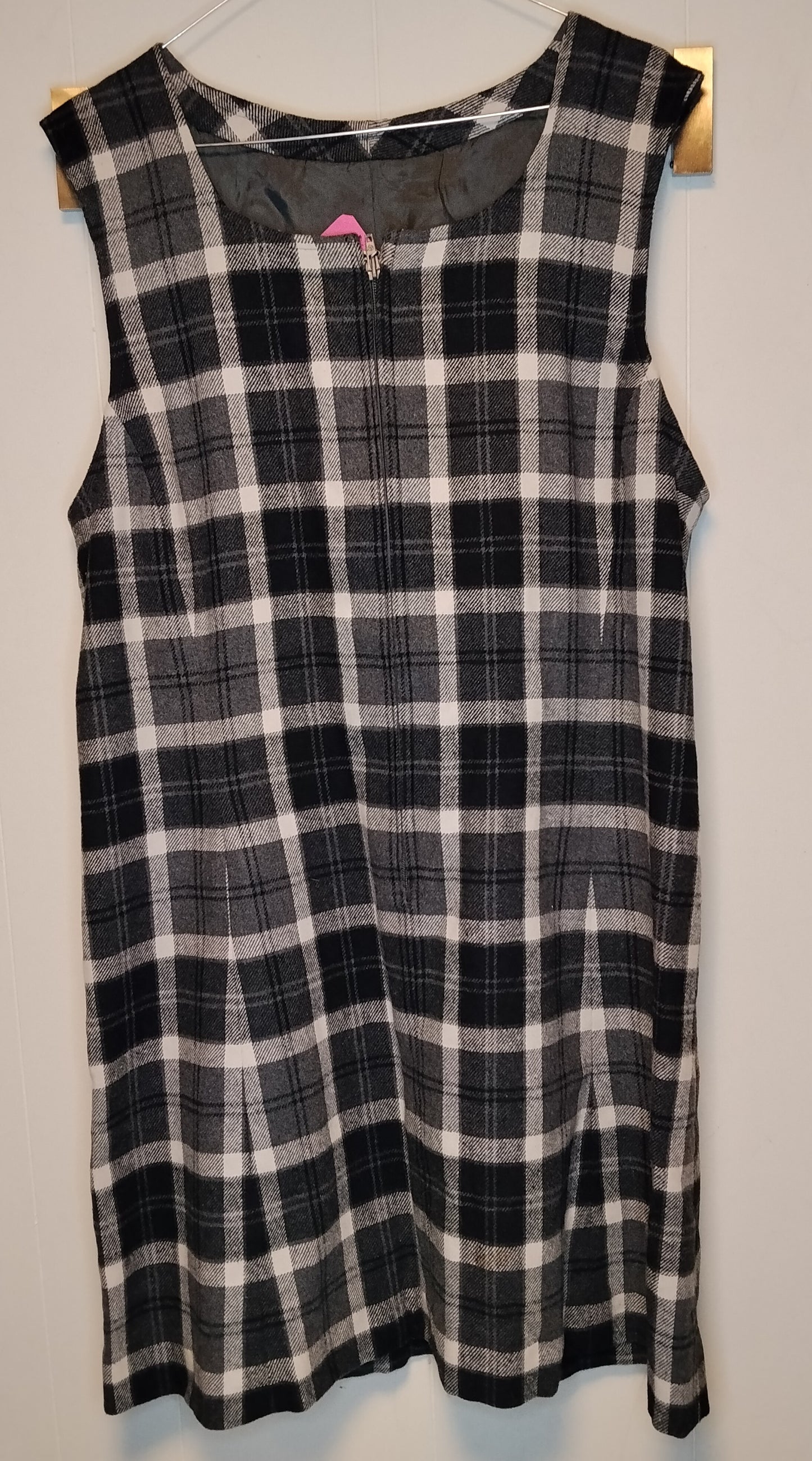 Vestito donna scozzese bianco nero taglia L abito casual quadri