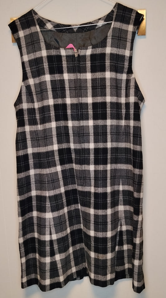 Vestito donna scozzese bianco nero taglia L abito casual quadri