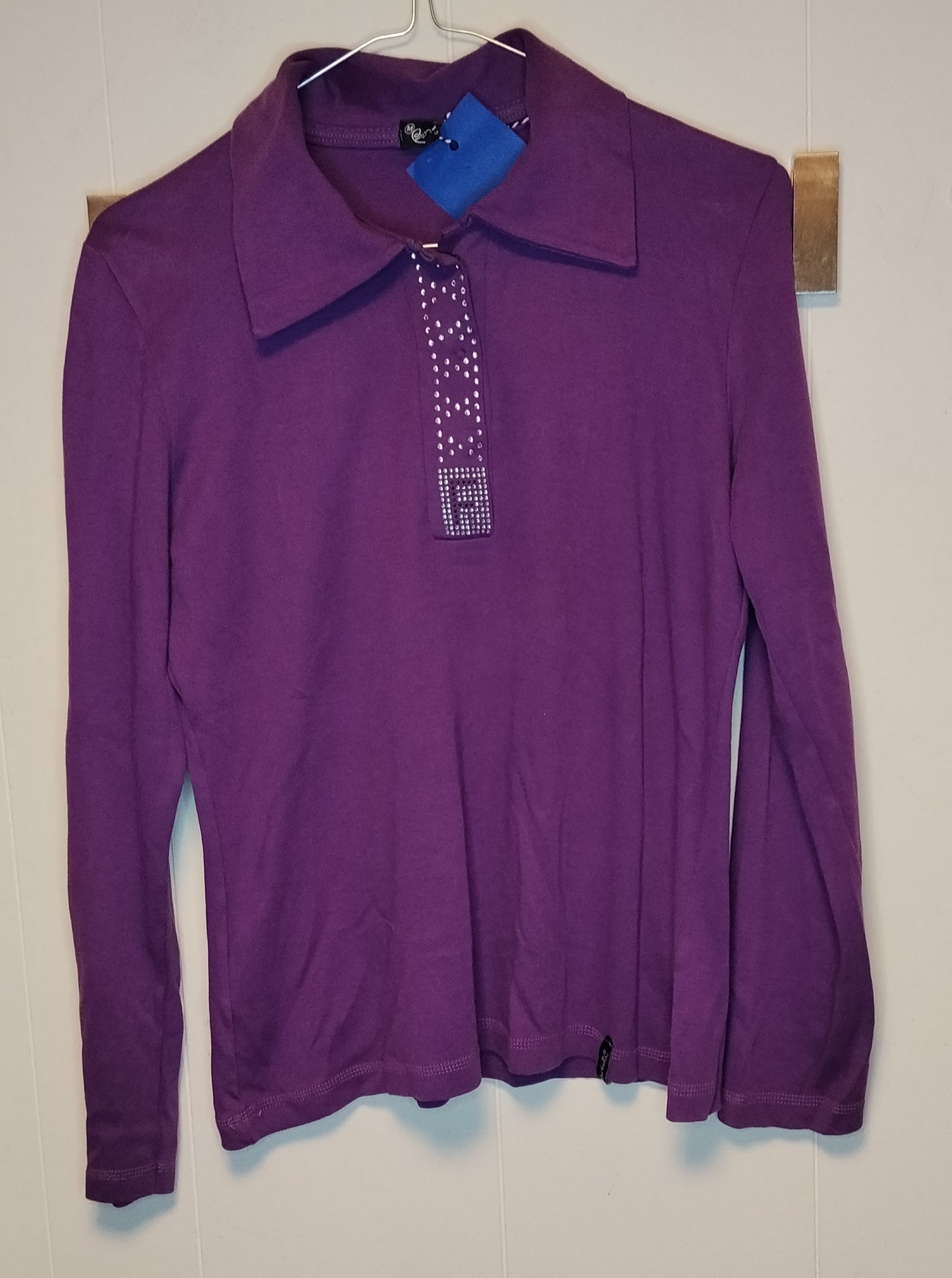 Maglia donna Furbetto viola taglia M polo manica lunga con strass