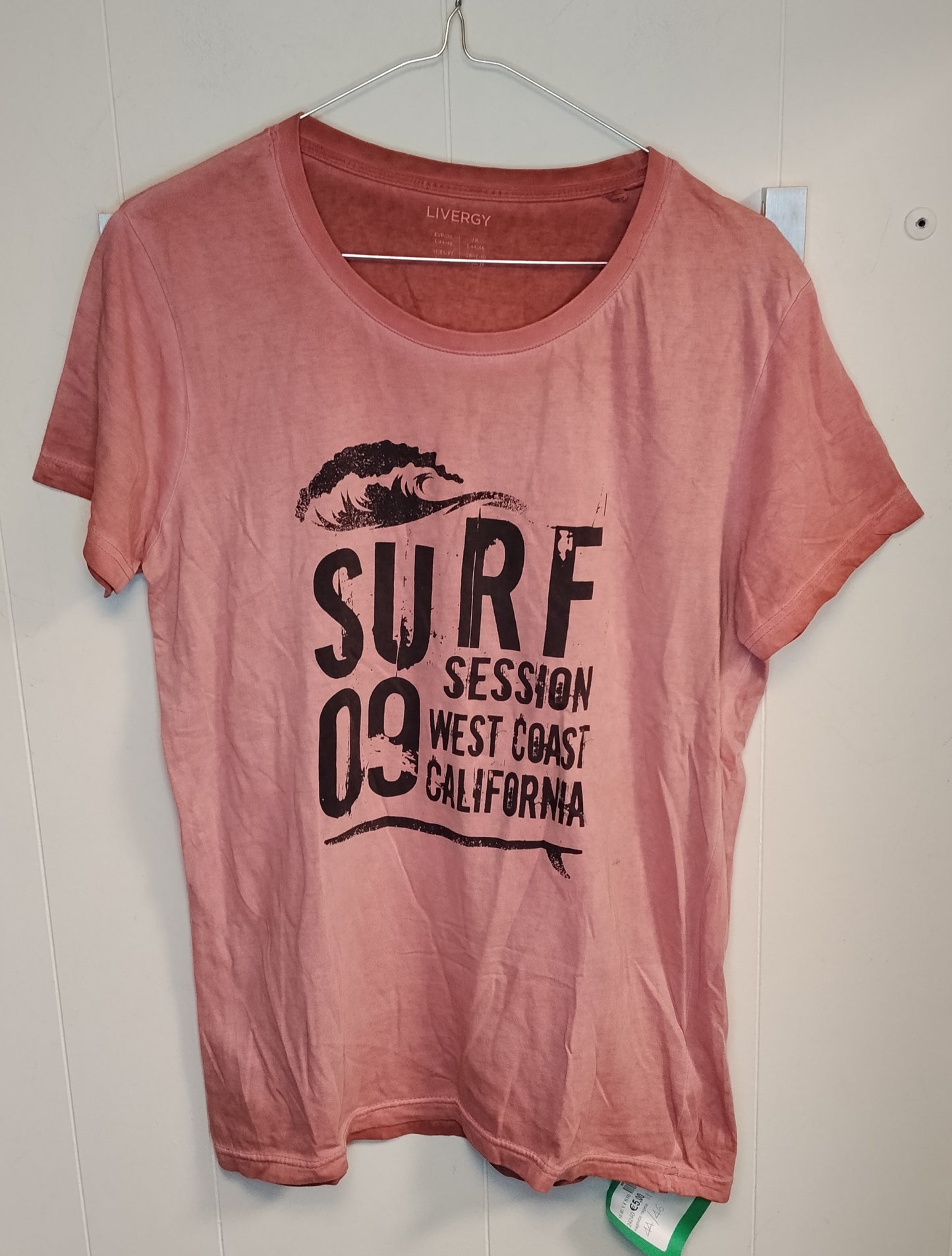 T-shirt Ragazzo Livergy Rosa Stampa Surf 15-16 Anni 174-179 cm