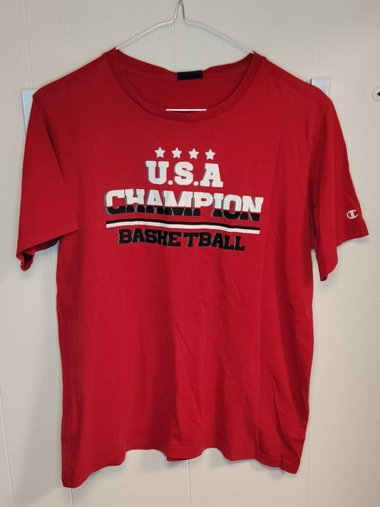 T-shirt Ragazzo Champion Rossa Stampa USA Basketball 15-16 Anni