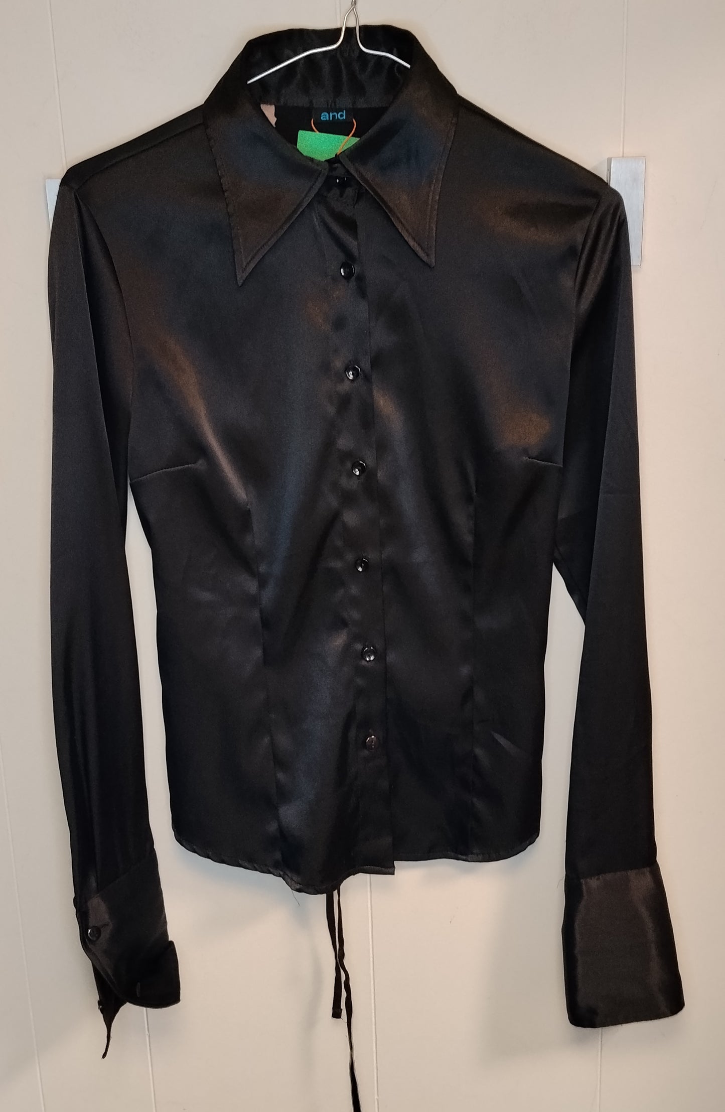 Camicia Donna Nera Satin AND Taglia 42 Elegante Slim Fit