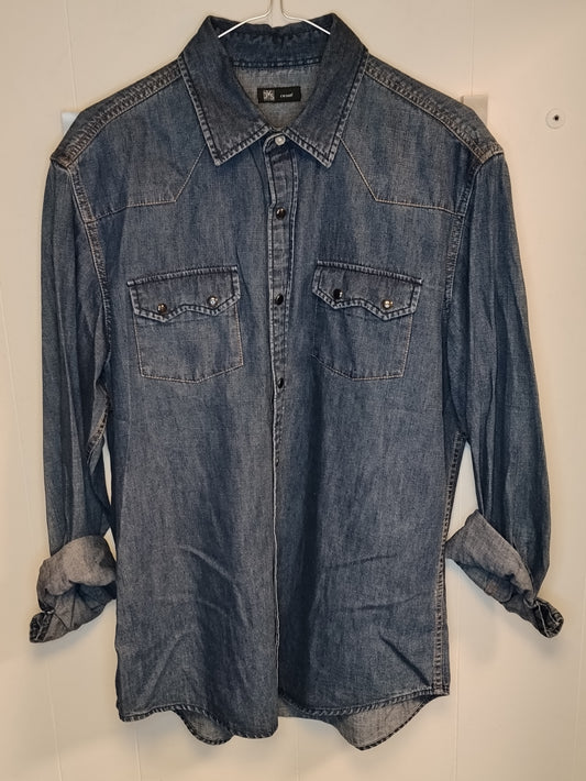 Camicia Denim Uomo OVS Taglia M/L Jeans Manica Lunga Casual
