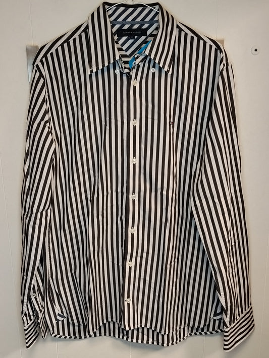 Camicia Uomo Microfantasia Nera Taglia XXL Collo Coreano Casual