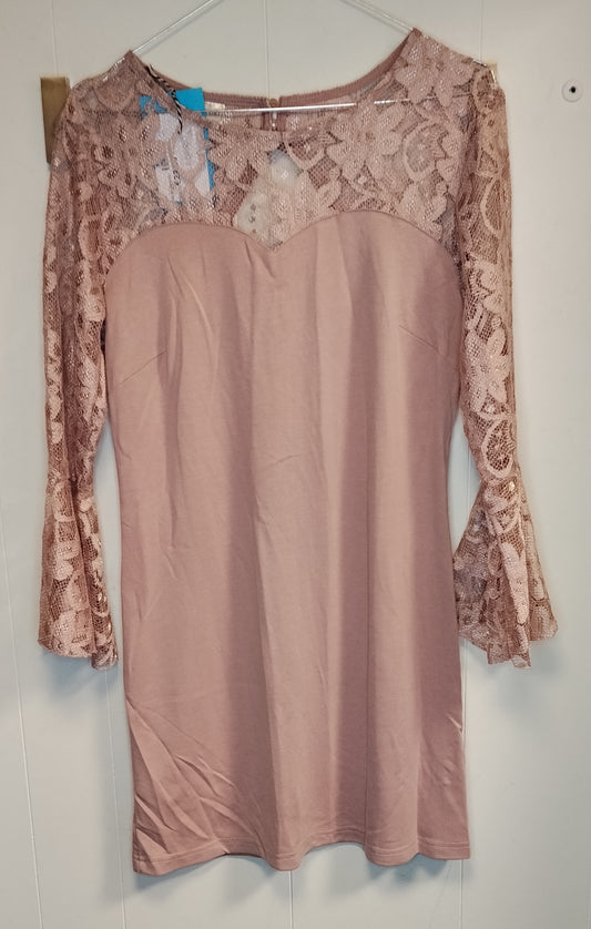 Vestito Donna Body Flirt Rosa Cipria Pizzo Elegante Taglia M