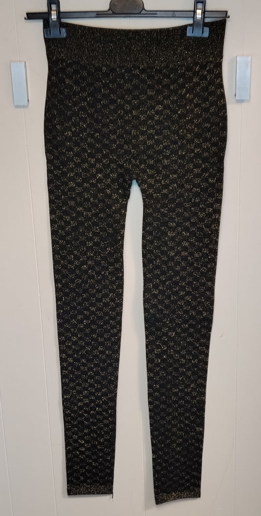 Leggings Donna Fantasia Nero Oro Taglia XL Elasticizzati