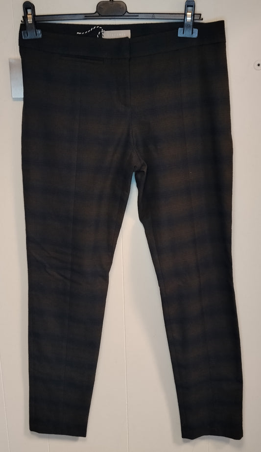 Pantalone Donna Stafanel Fantasia Check Nero Blu Taglia M Elegante