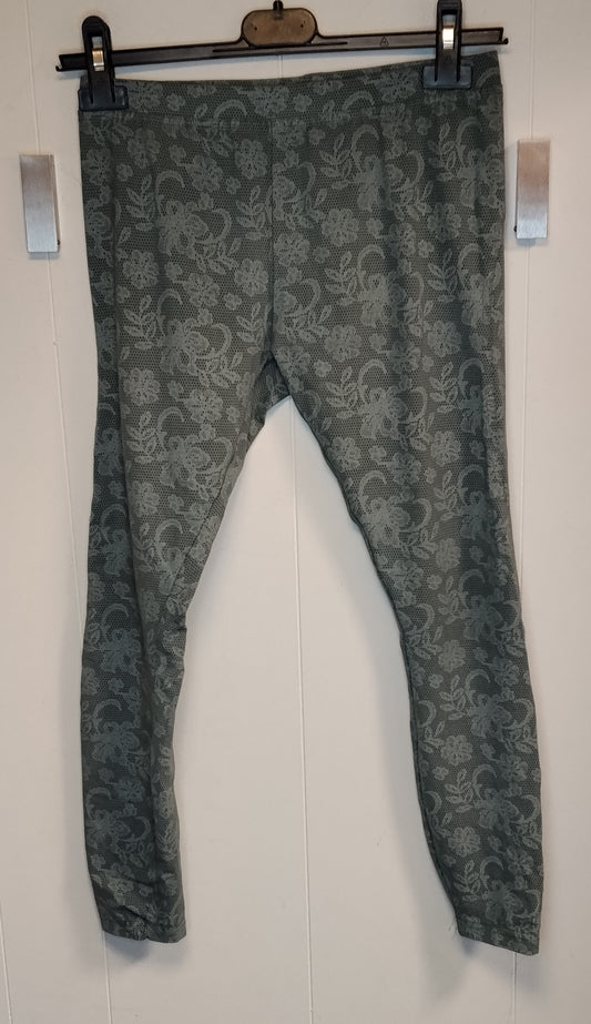 Leggings Donna Freddy Fantasia Verde Floreale Taglia M Elasticizzati