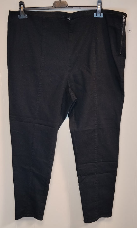 Pantalone Donna Kiabi Nero Taglia 56 Curvy Slim Fit Zip Laterale