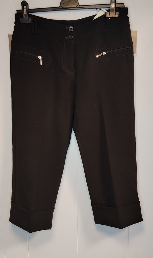 Pantaloni Donna Neri Capri Taglia 42 Eleganti Casual Zip