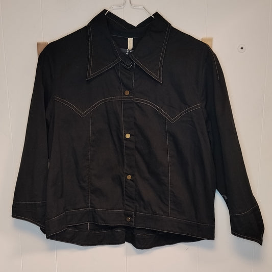 Camicia Donna Primo Atto Nera Cropped Taglia S Casual Chic