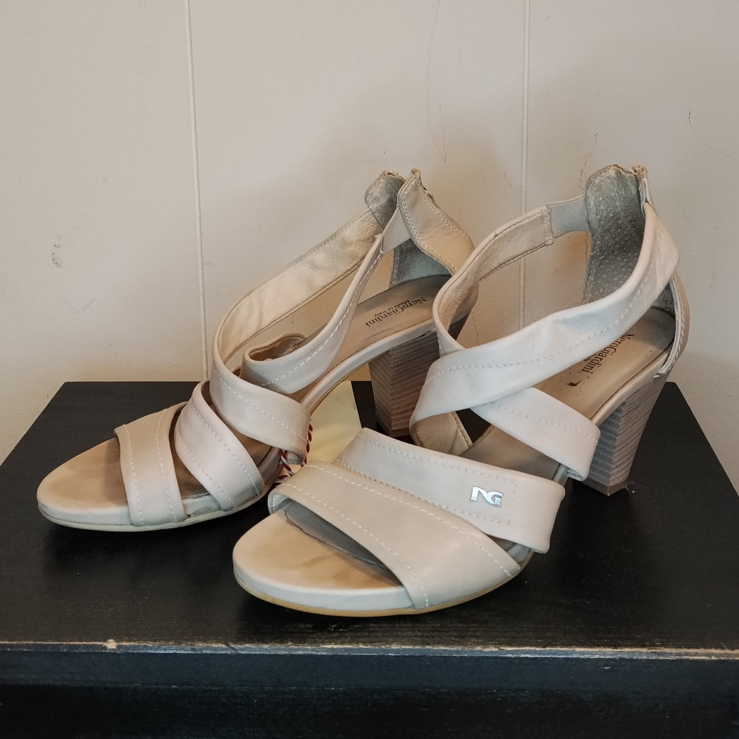 Sandali Donna Nero Giardini Beige Tacco Medio Taglia 37 Eleganti
