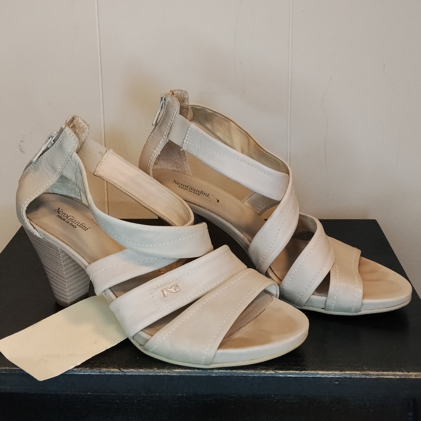Sandali Donna Nero Giardini Beige Tacco Medio Taglia 37 Eleganti