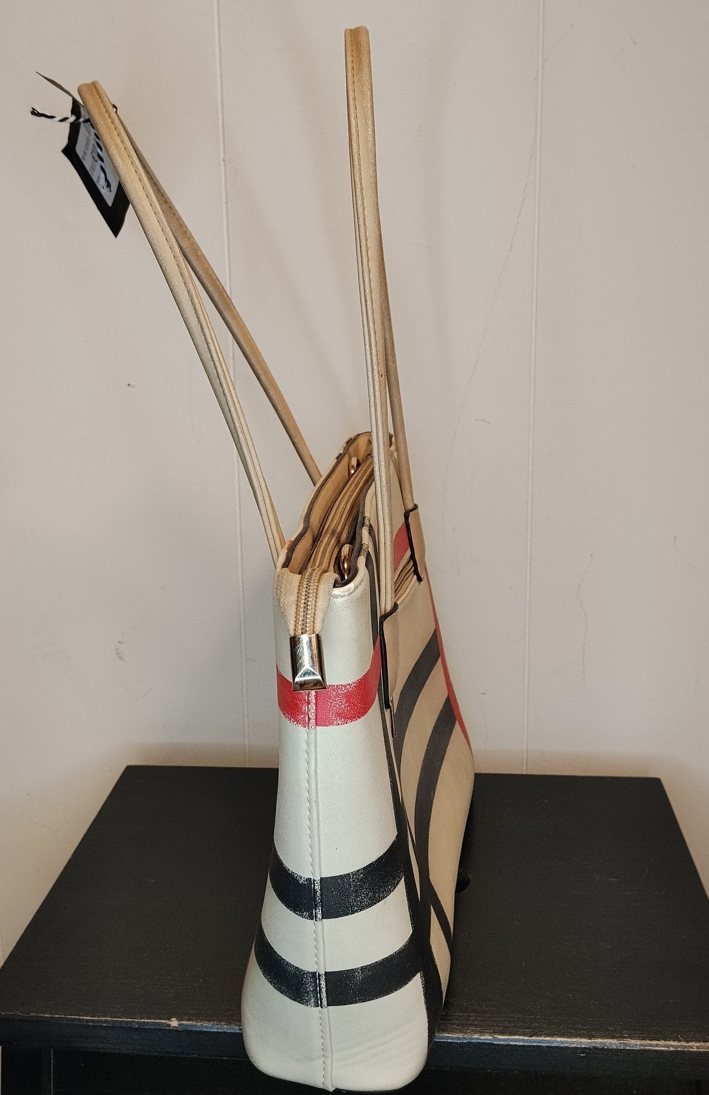 Borsa Donna Fantasia Check Beige Shopper Elegante Senza Marca