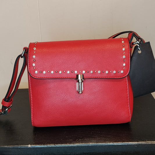 Borsa Donna Rossa Tracolla con Borchie Elegante Senza Marca