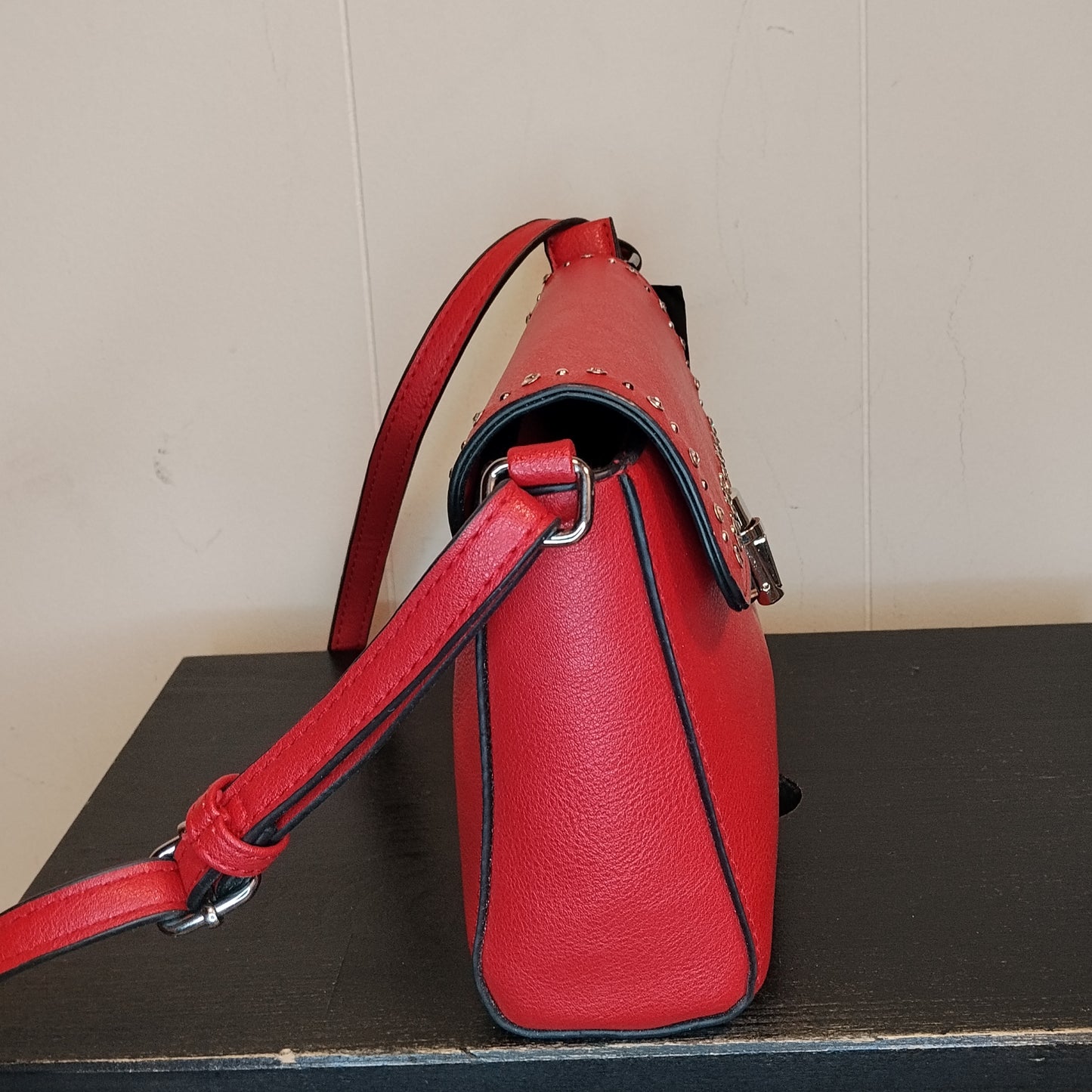 Borsa Donna Rossa Tracolla con Borchie Elegante Senza Marca
