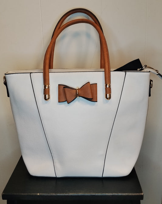 Borsa Donna Bianca con Fiocco Elegante Shopper Senza Marca