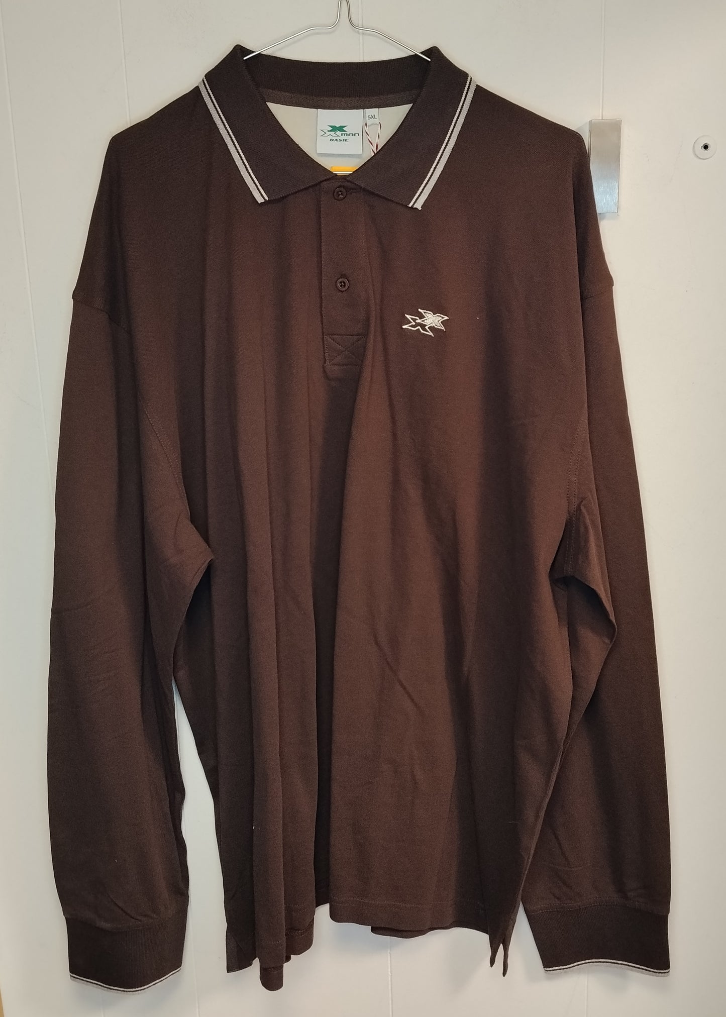 Polo Uomo Gymnasium Marrone Manica Lunga Taglia 5XL Nuova con Cartellino