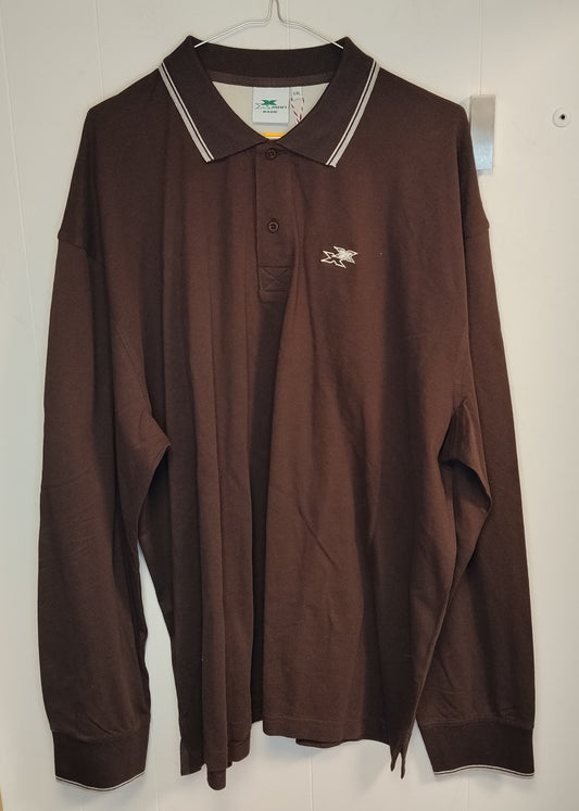 Polo Uomo Gymnasium Marrone Manica Lunga Taglia 5XL Nuova con Cartellino