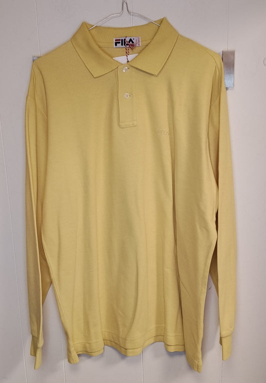 Polo Uomo Fila Gialla Manica Lunga Taglia 52 Casual Sportiva