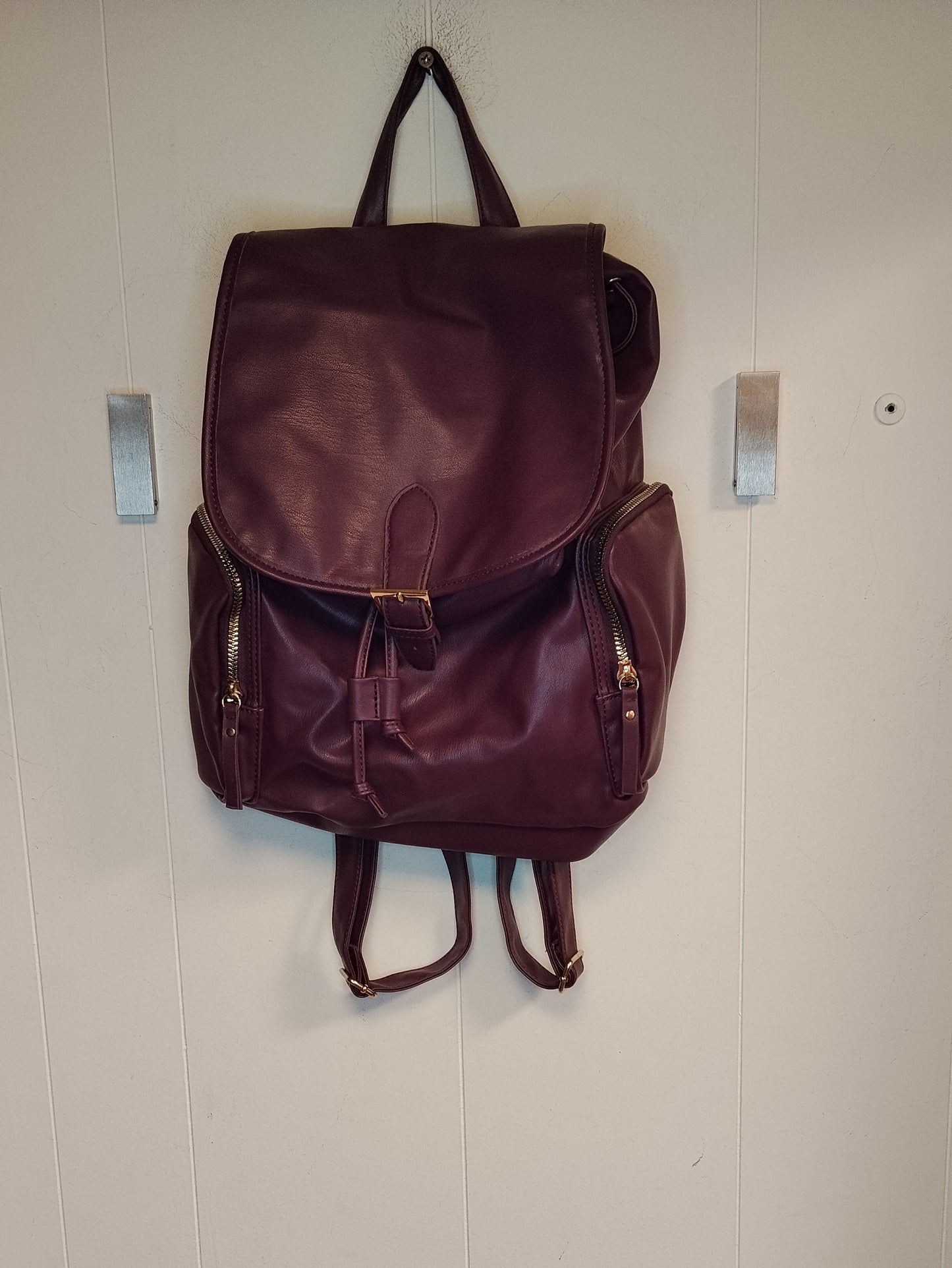Zaino Donna Bordeaux in Ecopelle con Tasche Zip Casual Elegante
