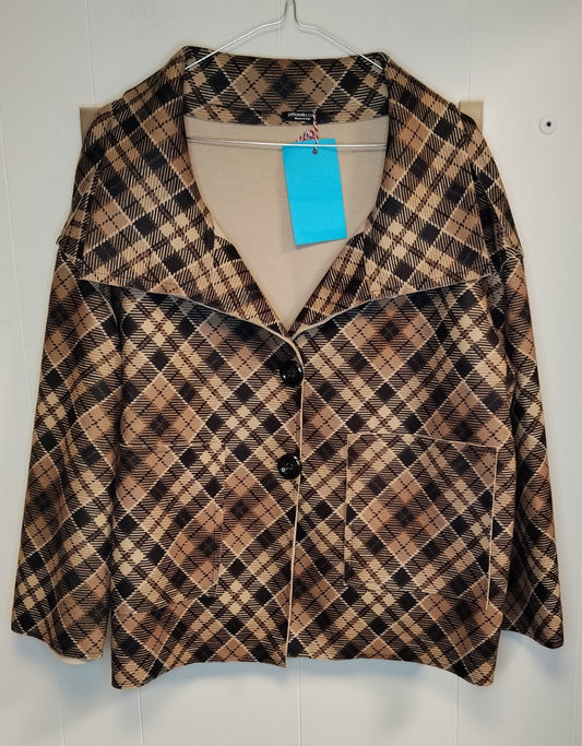 Giacca Donna Pittarello Fantasia Quadri Beige Nero Taglia L