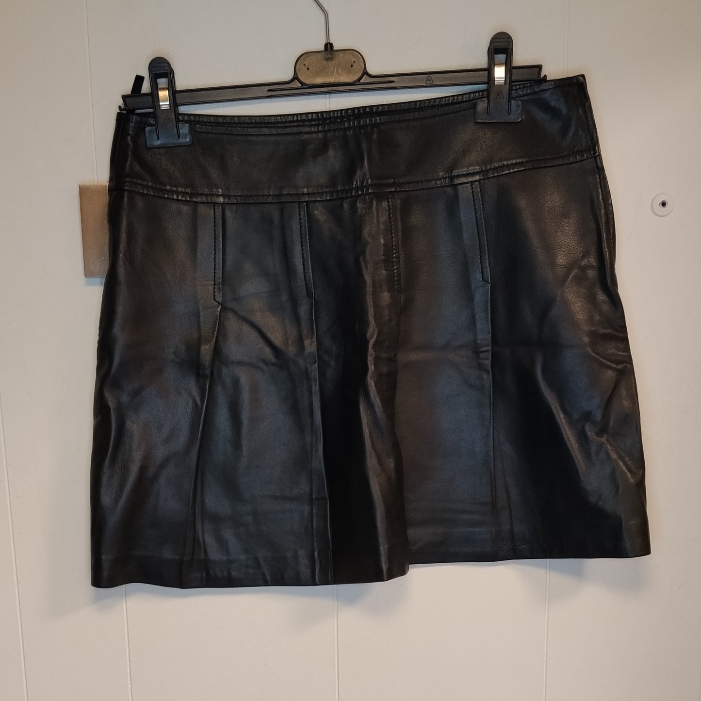 Gonna Donna Conbipel Vera Pelle Nera Taglia 42 Mini Skirt