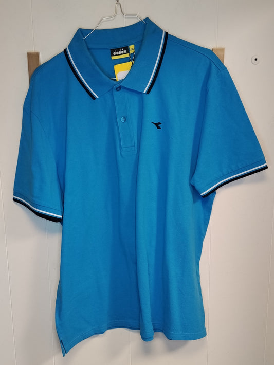 Polo Uomo Diadora Azzurra Taglia XXL Sportiva Cotone