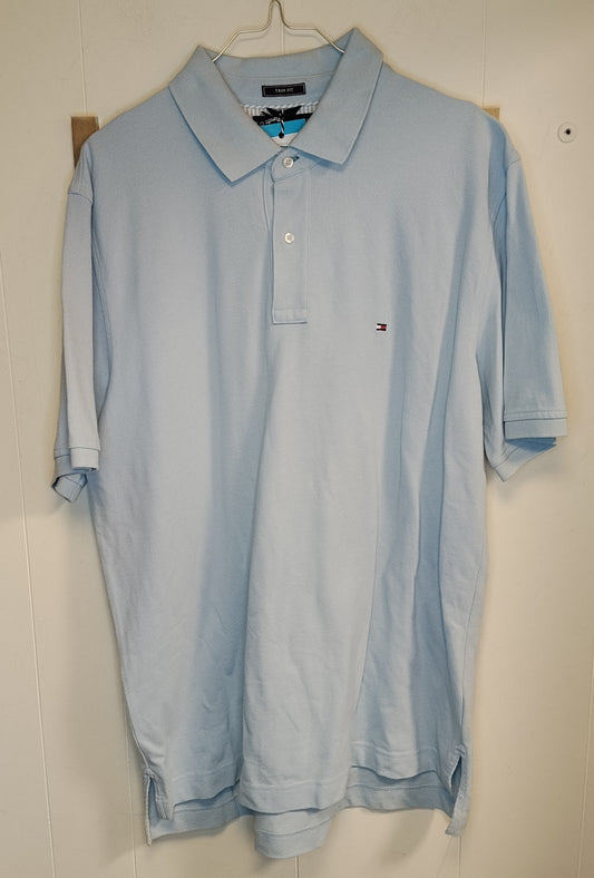Polo Uomo Tommy Hilfiger Azzurra Taglia XL Originale Casual