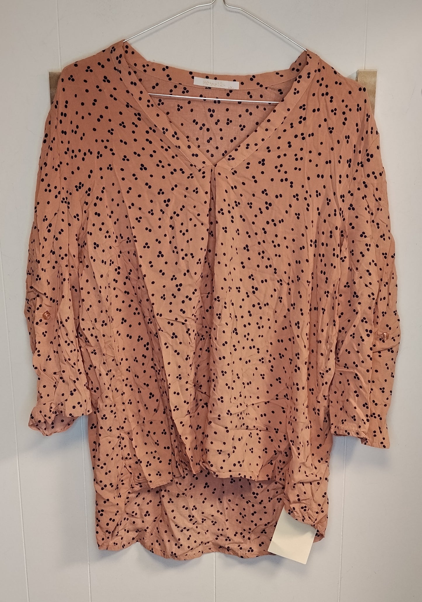 Blusa Donna Missun Rosa Pois Neri Taglia XL