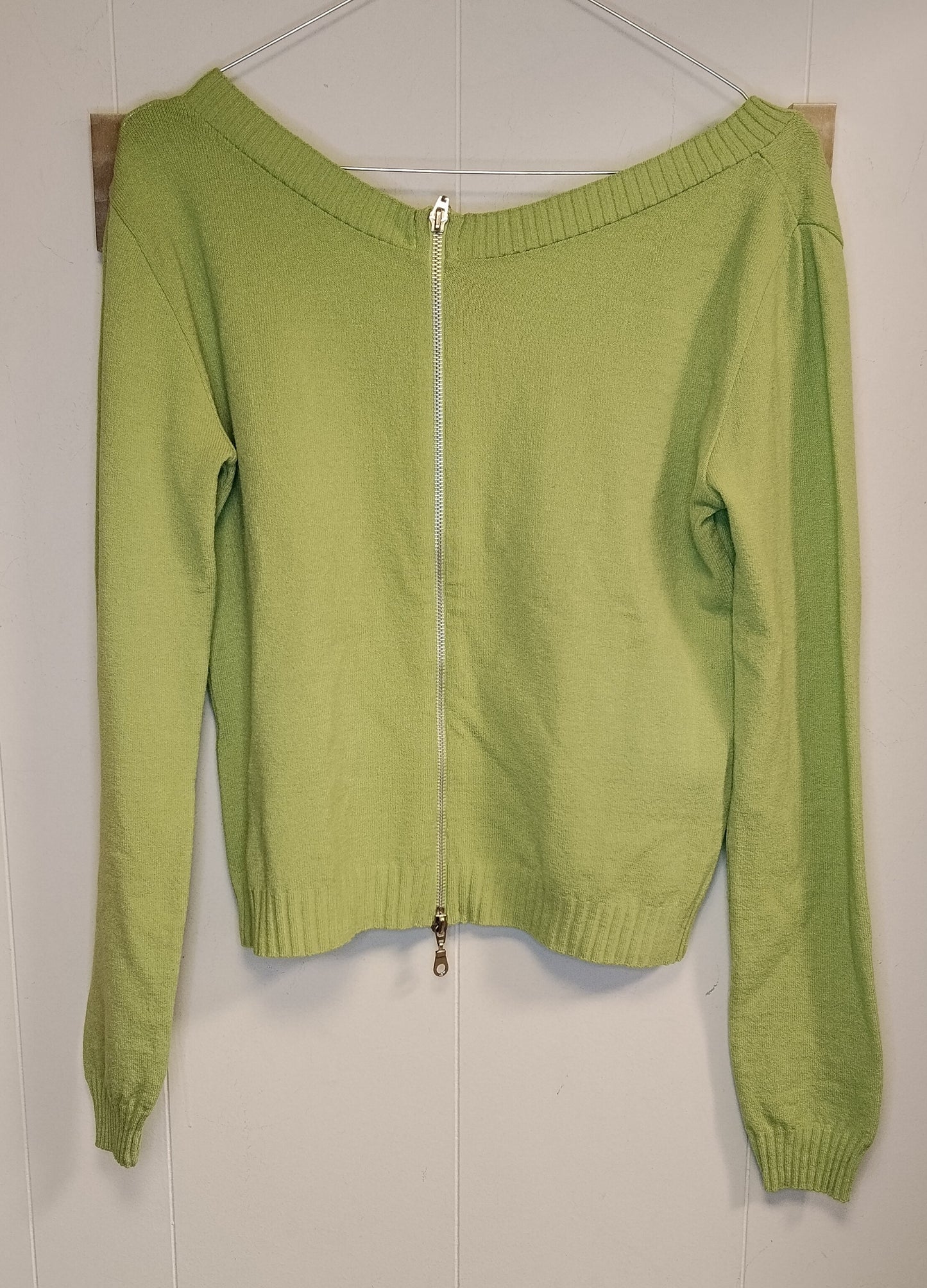 Maglione Donna Verde Lime Crop Zip Frontale Taglia M