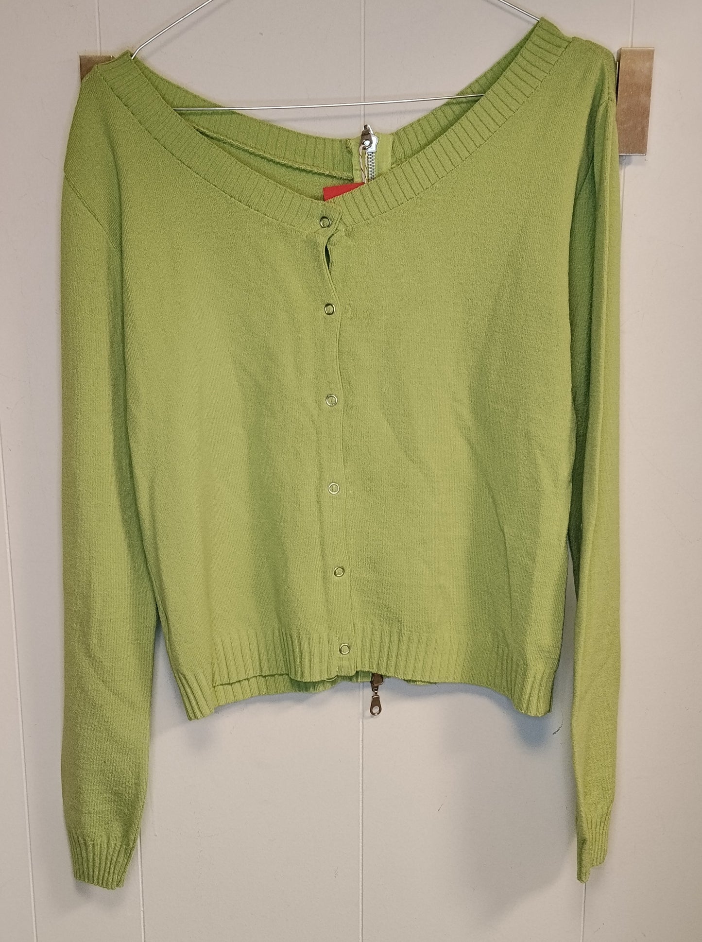 Maglione Donna Verde Lime Crop Zip Frontale Taglia M