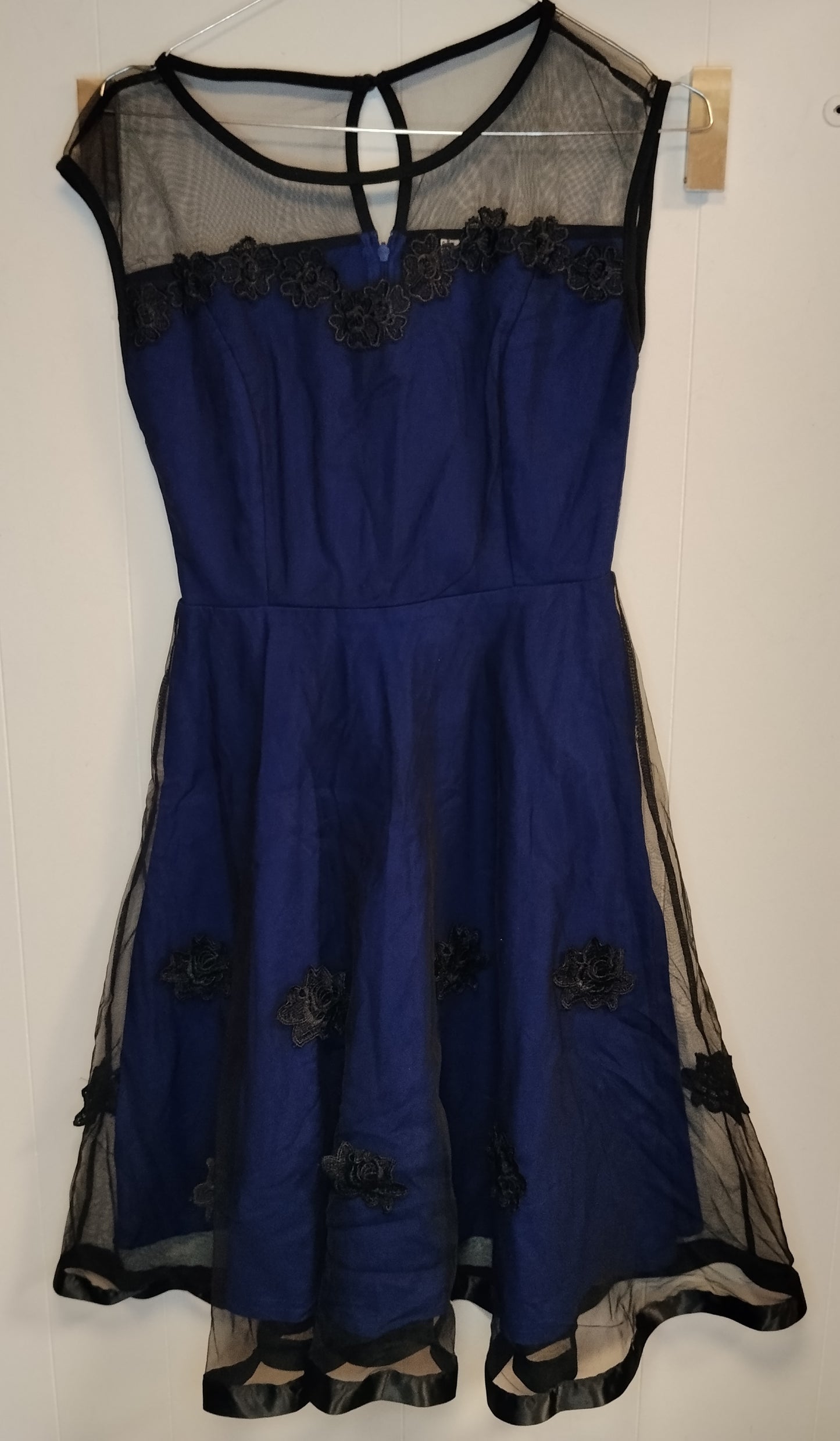 Vestito Donna Elegante Blu Miss May Taglia S Abito Cerimonia Tulle Ricami