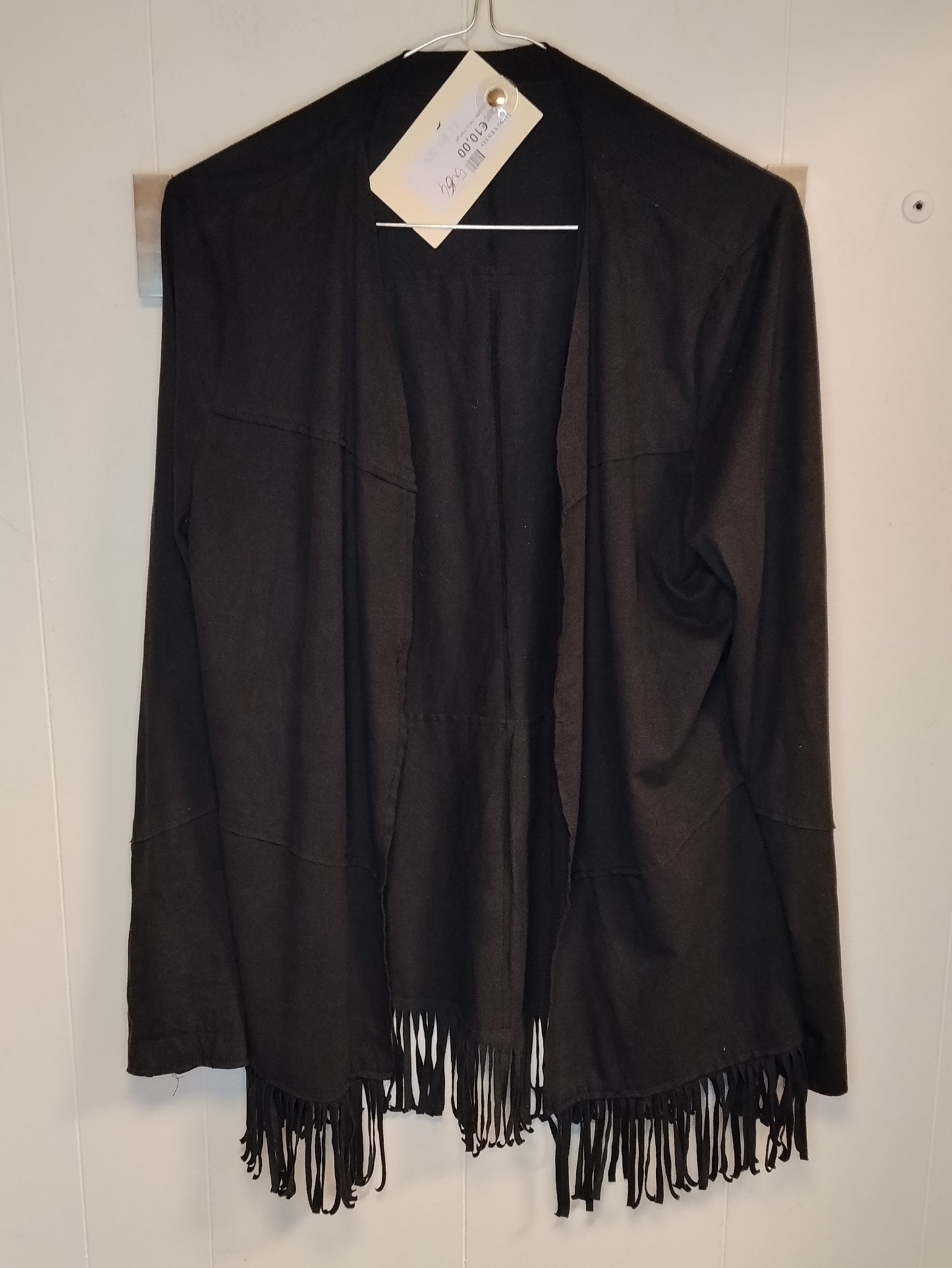 Cardigan Donna Nero con Frange Taglia M Coprispalle Leggero Casual