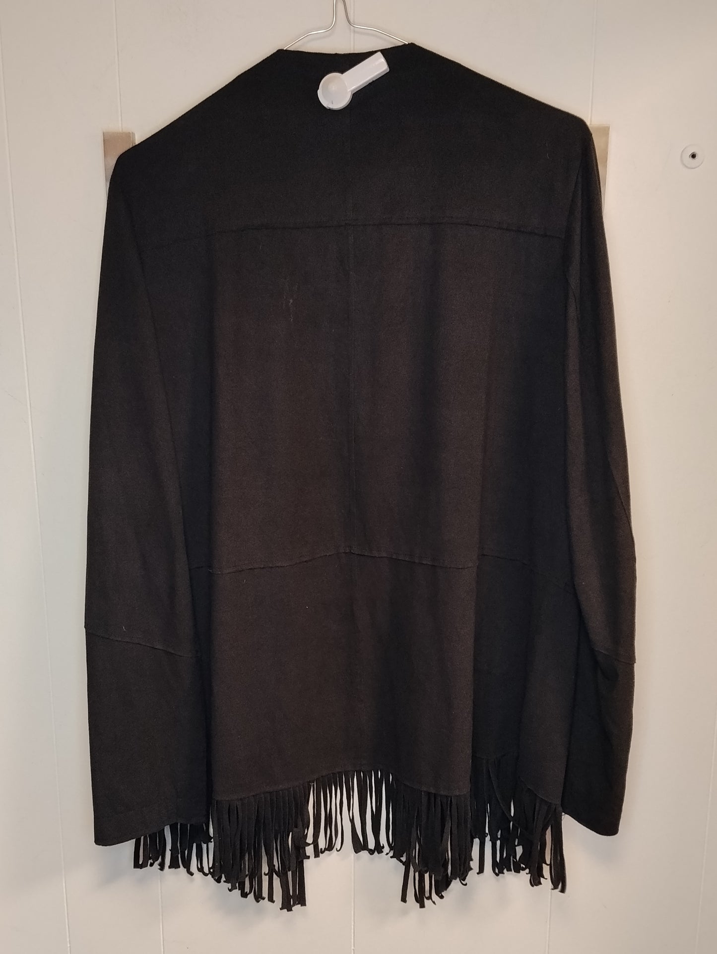 Cardigan Donna Nero con Frange Taglia M Coprispalle Leggero Casual