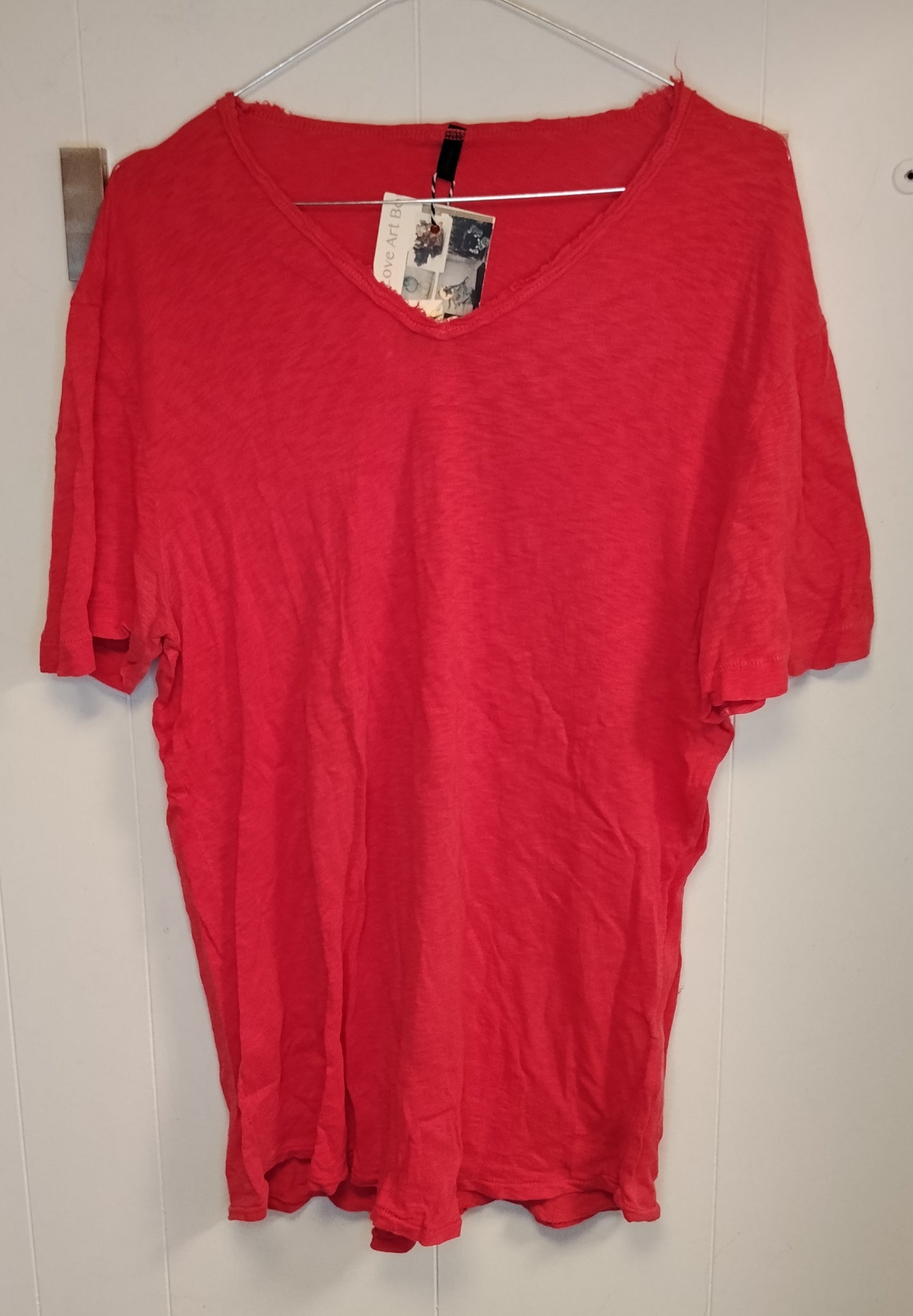 T-Shirt Benetton Rossa Donna Taglia L Maglia Casual Girocollo
