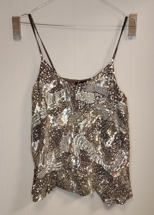 Top Antik Batik Paillettes Oro Donna Taglia S Canotta Elegante