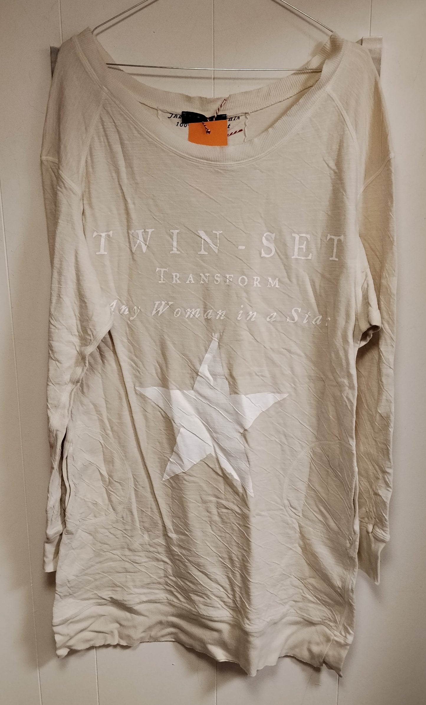 Maglia Twin Set Beige Donna Taglia L Felpa Leggera con Stampa Stella