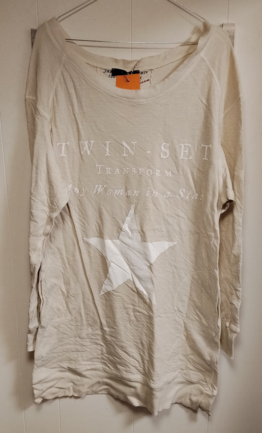 Maglia Twin Set Beige Donna Taglia L Felpa Leggera con Stampa Stella