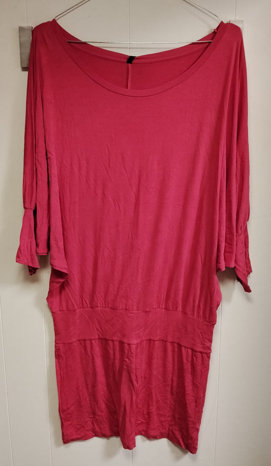 Vestito Benetton Rosa Donna Taglia L Abito Casual Morbido Mezza Manica