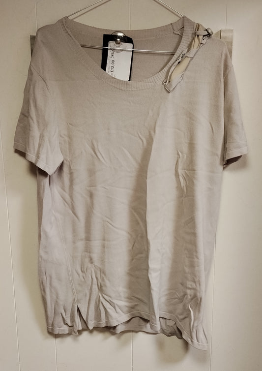 T-Shirt Donna Beige Taglia M Maglia Casual con Dettaglio Spalla