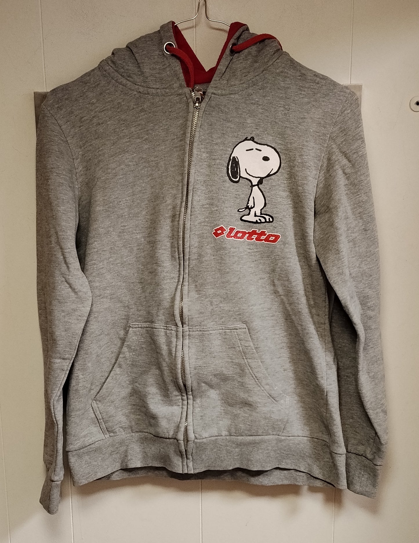 Felpa Lotto Snoopy Grigia Donna Taglia S con Cappuccio Zip Casual