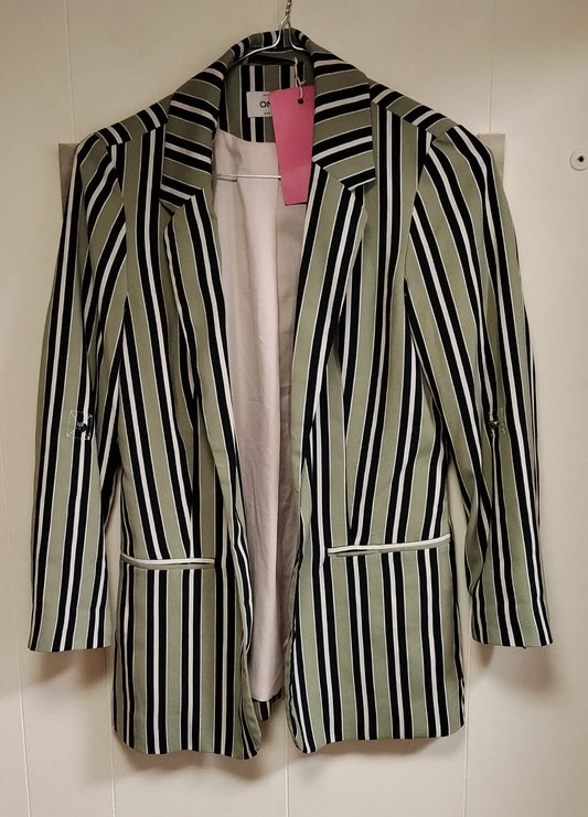 Blazer Only Donna Taglia 38 Giacca Righe Verde Nero Elegante
