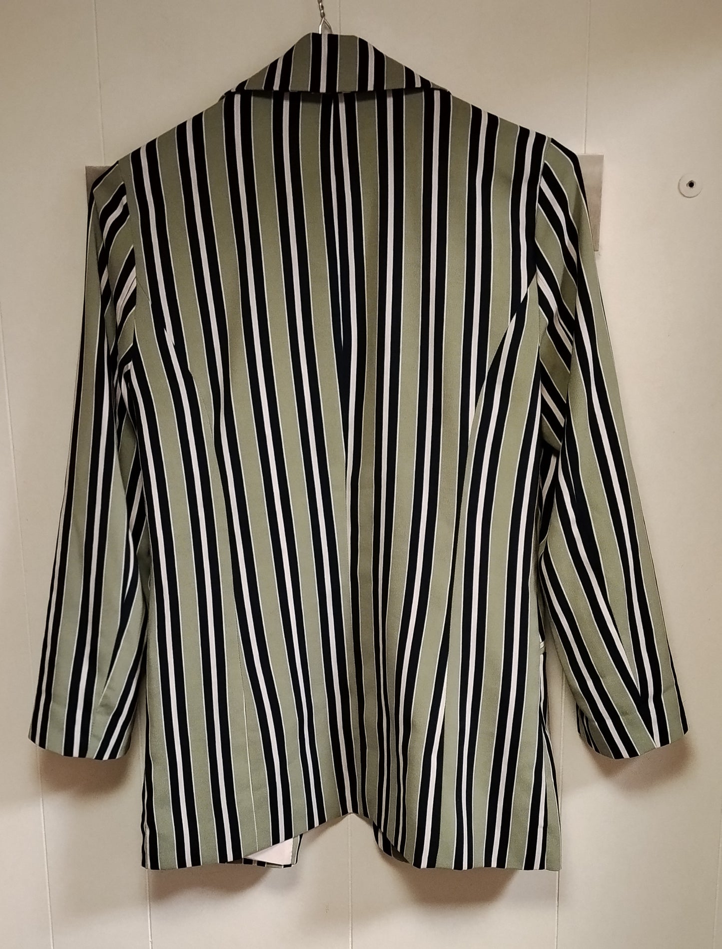 Blazer Only Donna Taglia 38 Giacca Righe Verde Nero Elegante